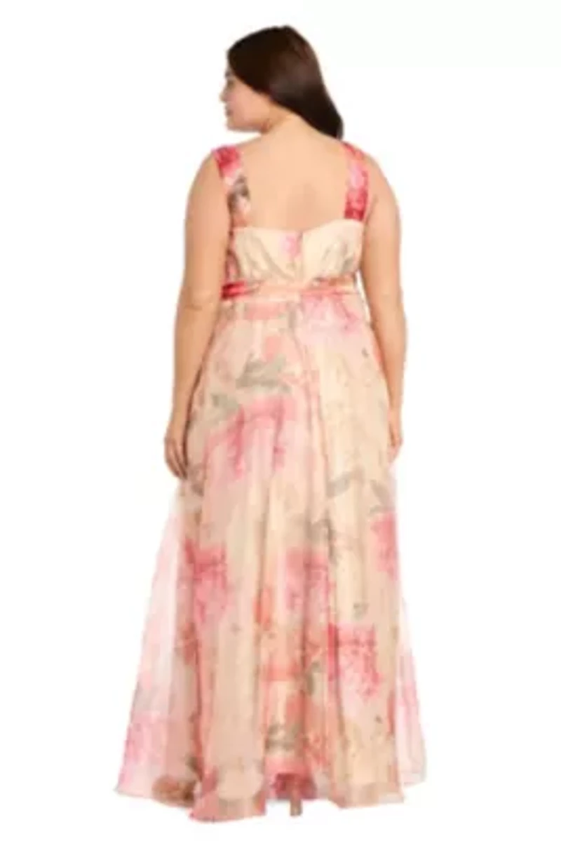 Long Printed Organza Dress