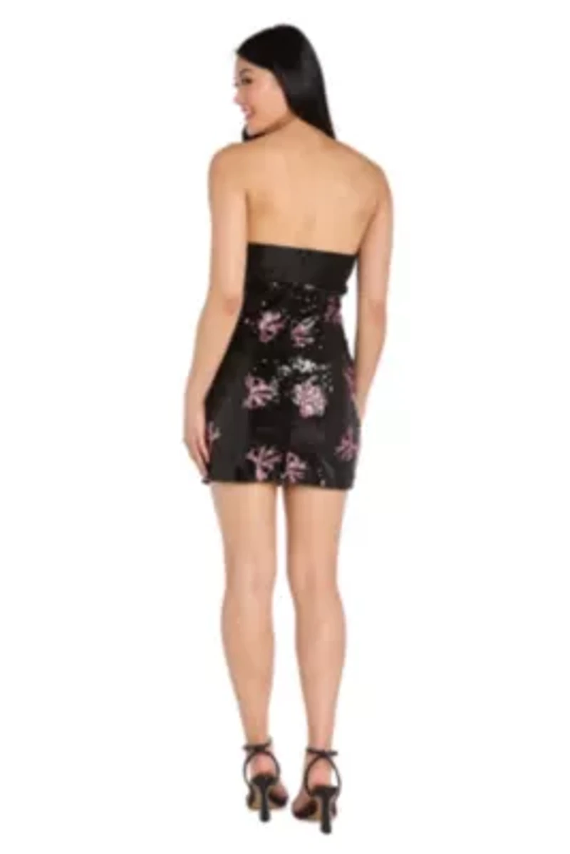 Strapless Bow Sequin Mini Dress