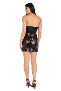 Strapless Bow Sequin Mini Dress
