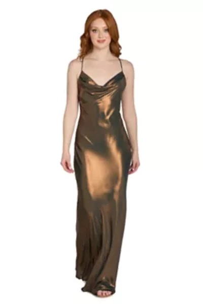 Metallic Satin Cowl Dress