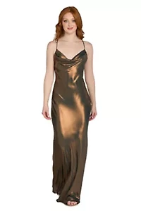 Metallic Satin Cowl Dress