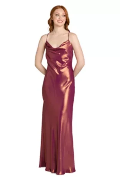 Metallic Satin Cowl Dress
