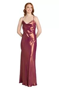 Metallic Satin Cowl Dress