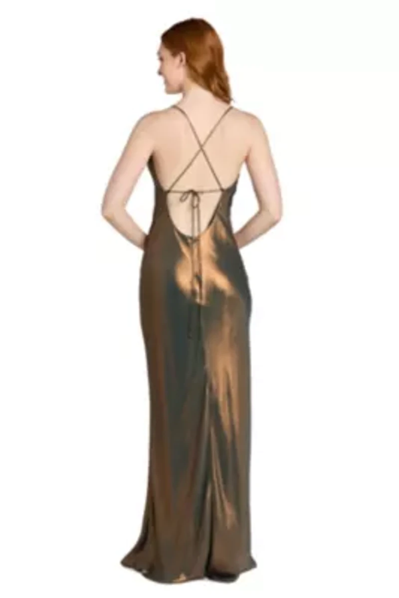 Metallic Satin Cowl Dress