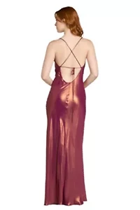 Metallic Satin Cowl Dress