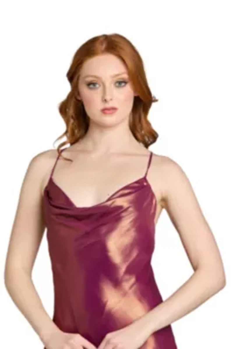 Metallic Satin Cowl Dress