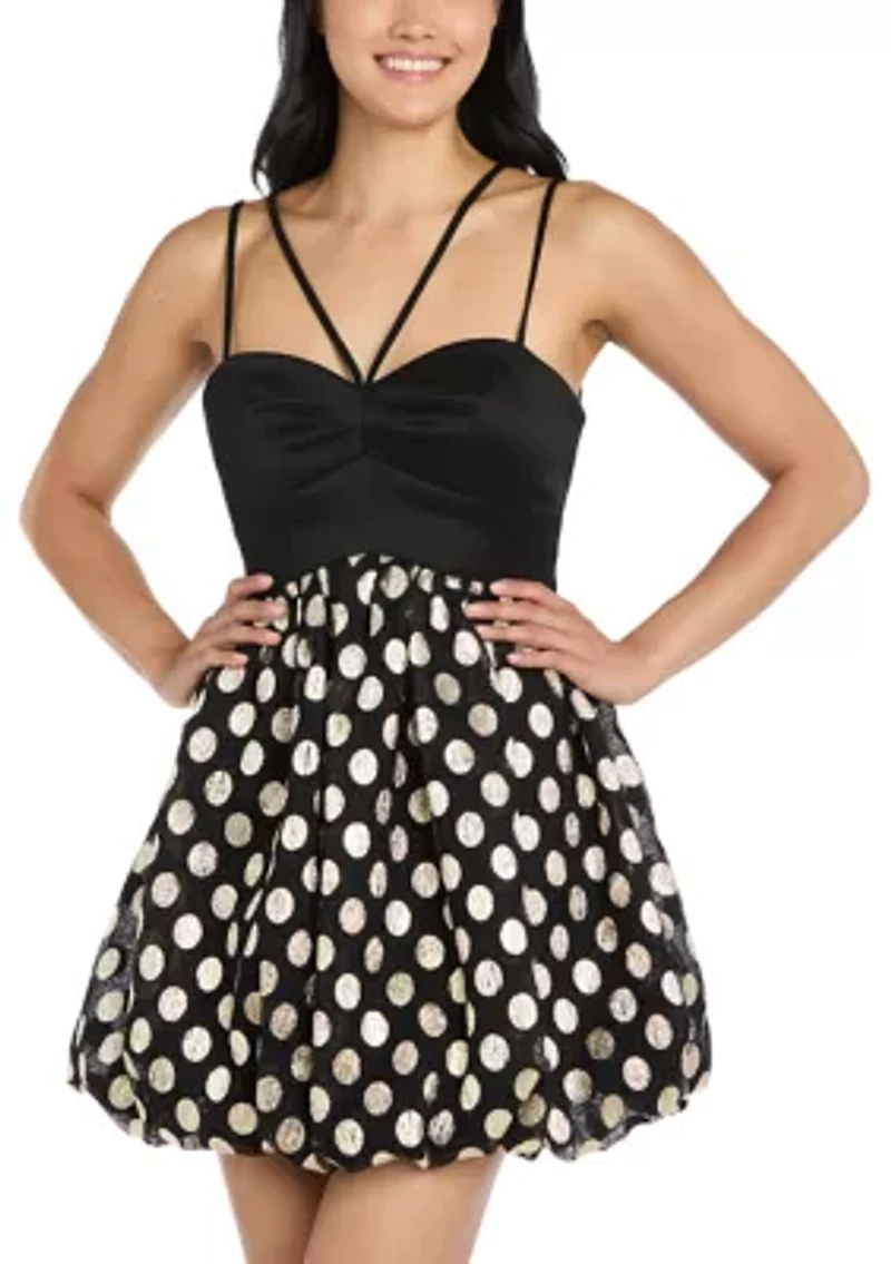 Women's Sweetheart Neck Dot Printed Fit and Flare Mini Dress