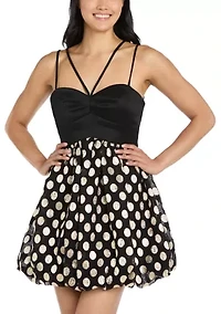Women's Sweetheart Neck Dot Printed Fit and Flare Mini Dress