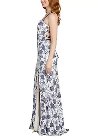 Women's Sleeveless Scalloped Sequin Gown