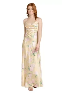 Long Silky Satin Floral Dress