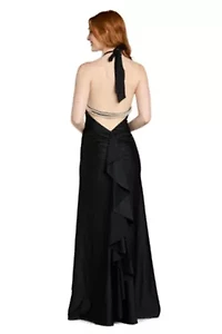 Pearl Neck Halter Gown
