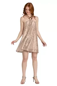 Short Metallic Foil Dress