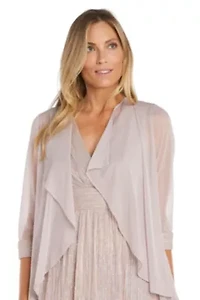 2 Pc Matte Jersey Chiffon And Pleated Crinkle With Holo Trans Jacket Dress