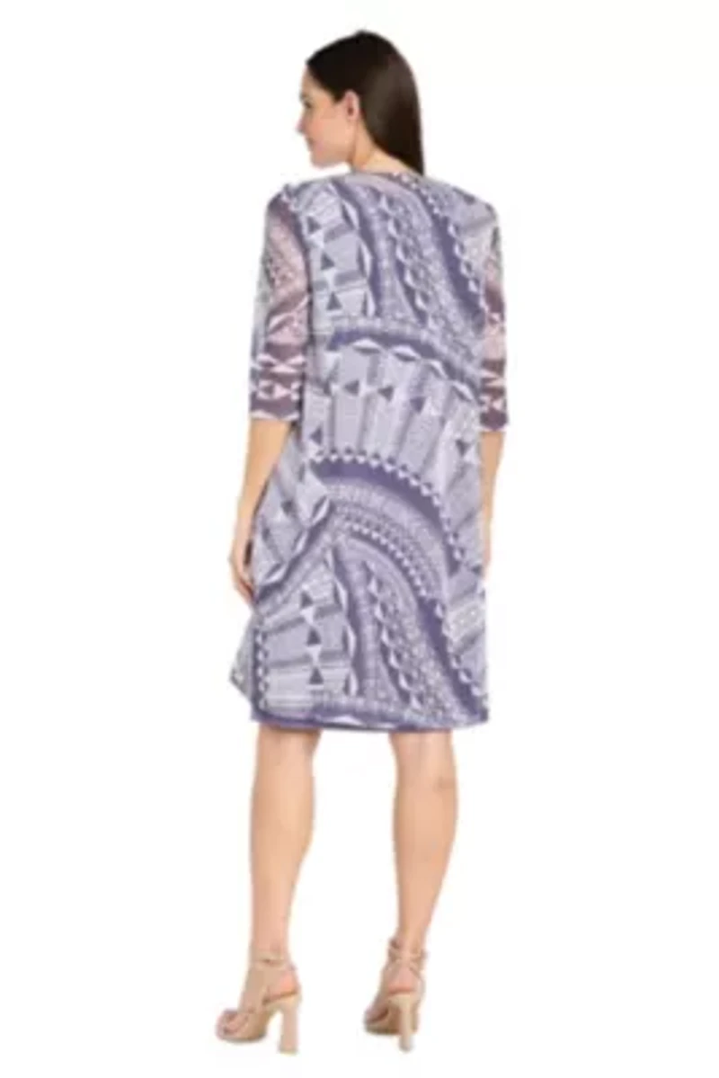 2Pc Printed Jacket Dress with Detachable Necklace