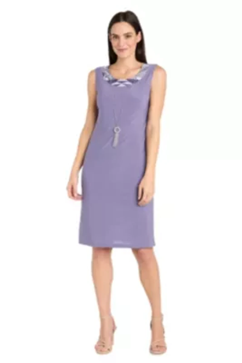 2Pc Printed Jacket Dress with Detachable Necklace