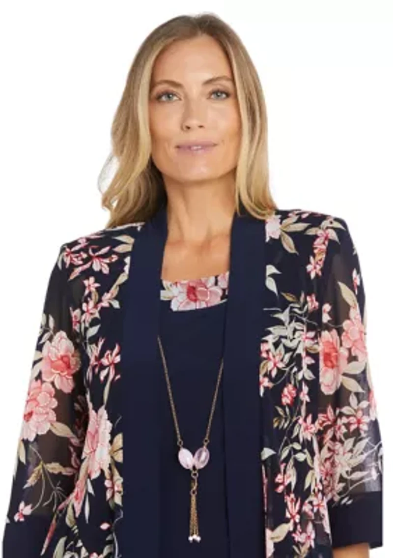 2Pc Jacket Dress with Detachable Necklace