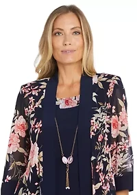 2Pc Jacket Dress with Detachable Necklace