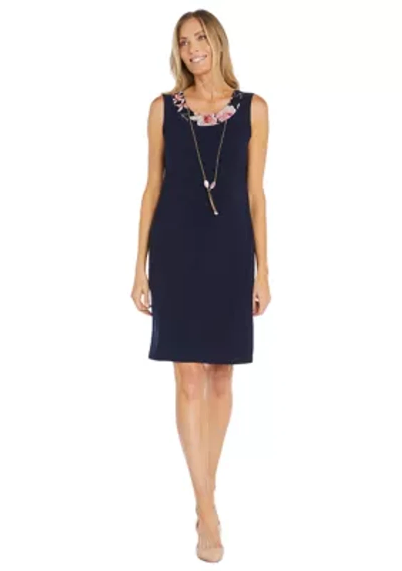 2Pc Jacket Dress with Detachable Necklace