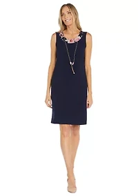 2Pc Jacket Dress with Detachable Necklace