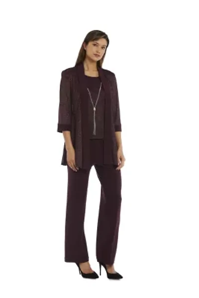 Women's 3-Piece Metallic Ribbed Pant Set
