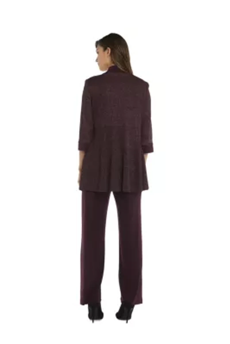 Women's 3-Piece Metallic Ribbed Pant Set