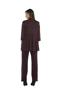 Women's 3-Piece Metallic Ribbed Pant Set