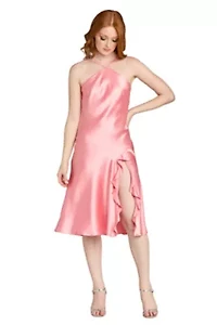 Midi Halter Satin Dress