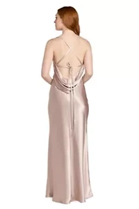 Long Satin Drape Back Dress