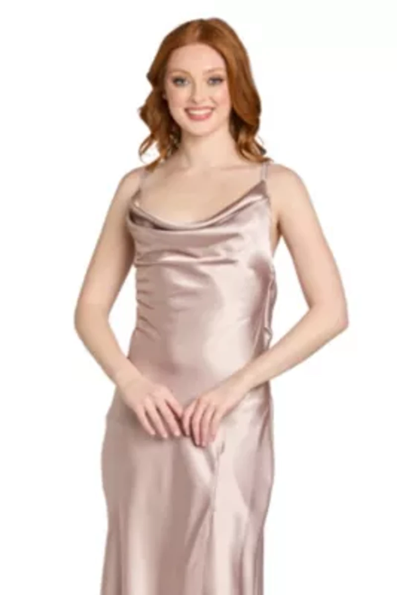 Long Satin Drape Back Dress