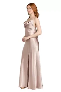 Long Satin Drape Back Dress