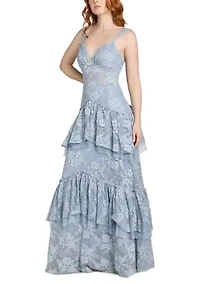 Women's Sleeveless Tiered Lace Gown