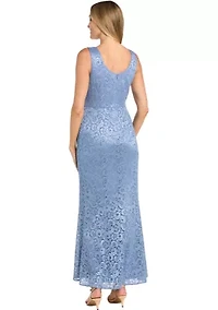 Long Lace 2 Pc Peplum Jacket Dress With Frog Closure