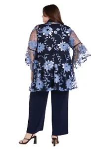 3pc Floral Threadwork Pantsuit