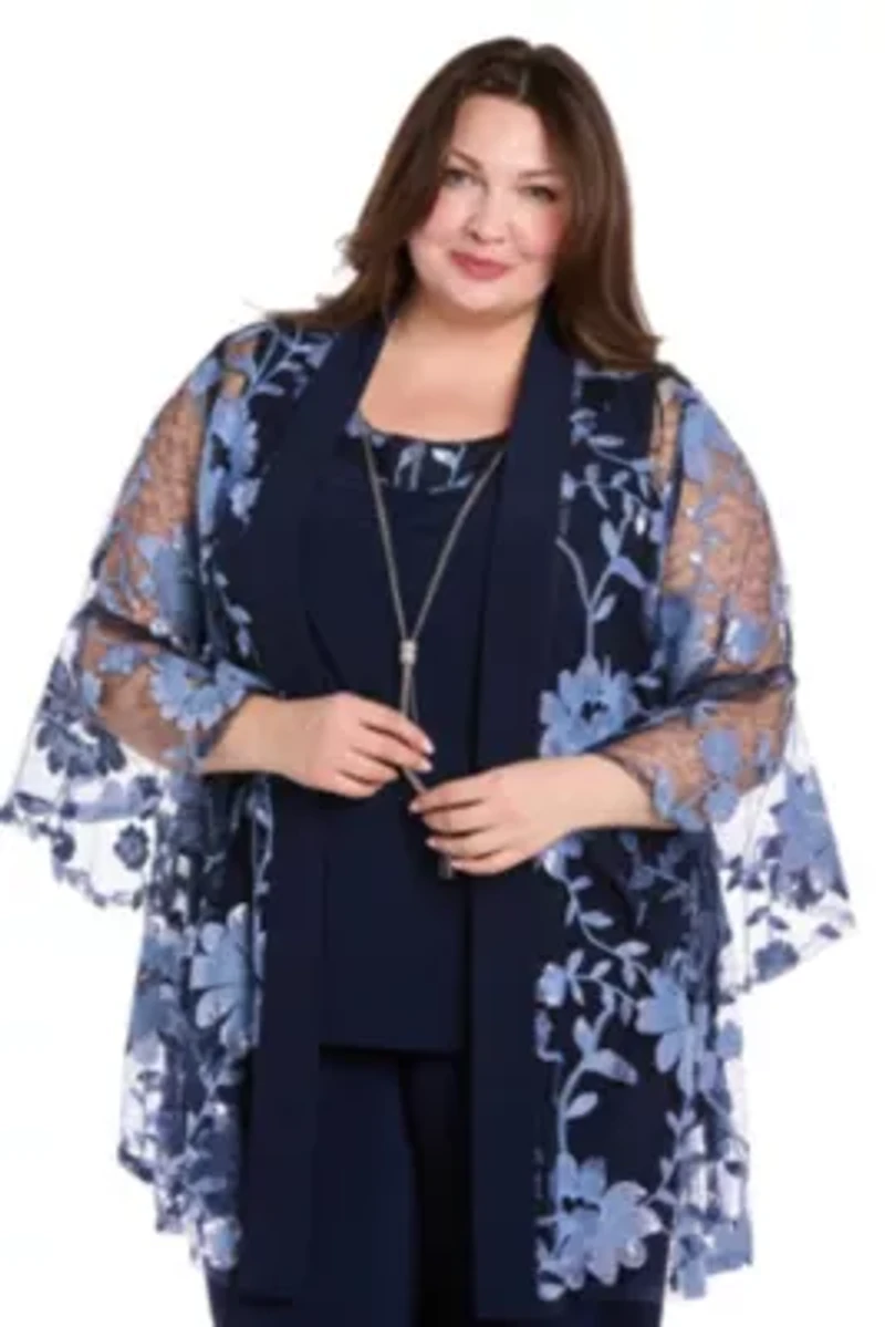 3pc Floral Threadwork Pantsuit