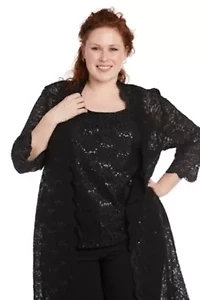 Plus 3-Piece Scallop Lace Duster Pant Set