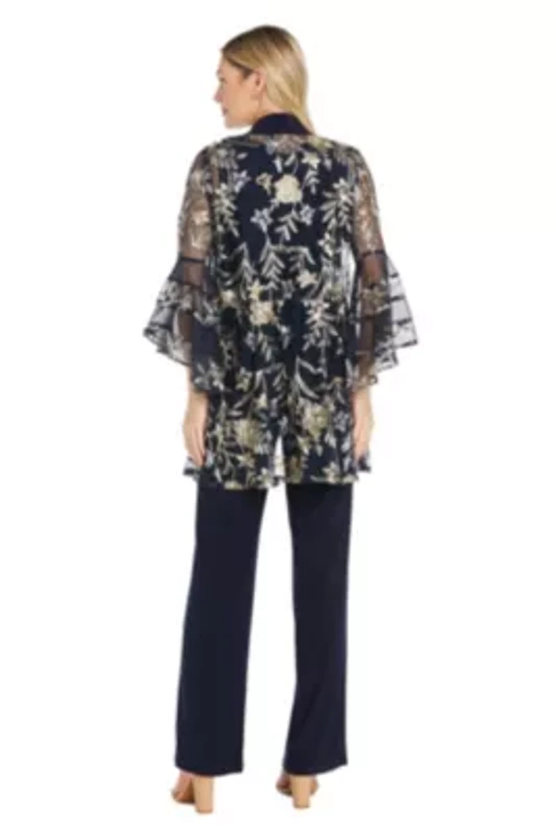 Missy 2Pc Threadwork Pantsuit with Illusion Bell Sleeve