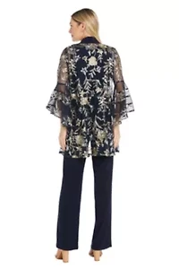 Missy 2Pc Threadwork Pantsuit with Illusion Bell Sleeve
