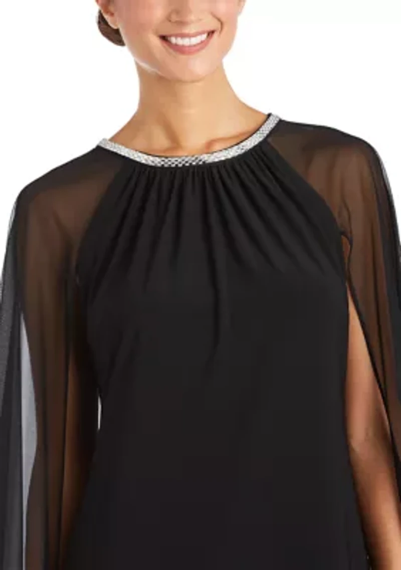 1Pc Short Mjc And Ity Dress With Rouched Neck