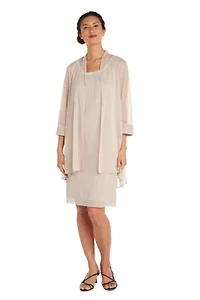 2Pc Fly Away 3 4 Sleeve Jacket Dress W  Jewel Neckline