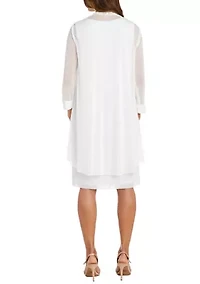 2Pc Fly Away 3 4 Sleeve Jacket Dress W  Jewel Neckline