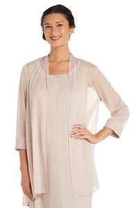 2Pc Fly Away 3 4 Sleeve Jacket Dress W  Jewel Neckline