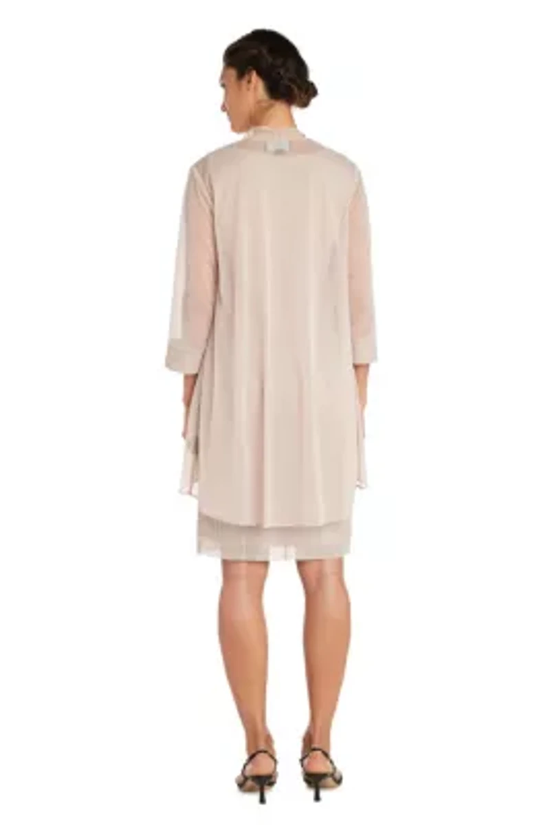 2Pc Fly Away 3 4 Sleeve Jacket Dress W  Jewel Neckline