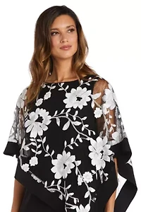 Missy Floral Threadwork Poncho Dress