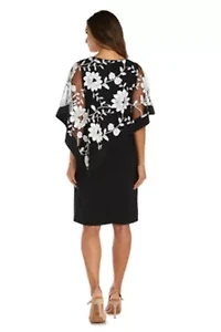 Missy Floral Threadwork Poncho Dress