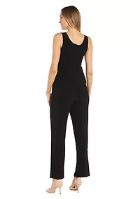 3Pc Emb Sequin Duster Jacket Over Ity Tank And Pant