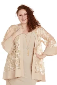 2Pc 3D Flower Emb Tulle And Ity Jacket Dress