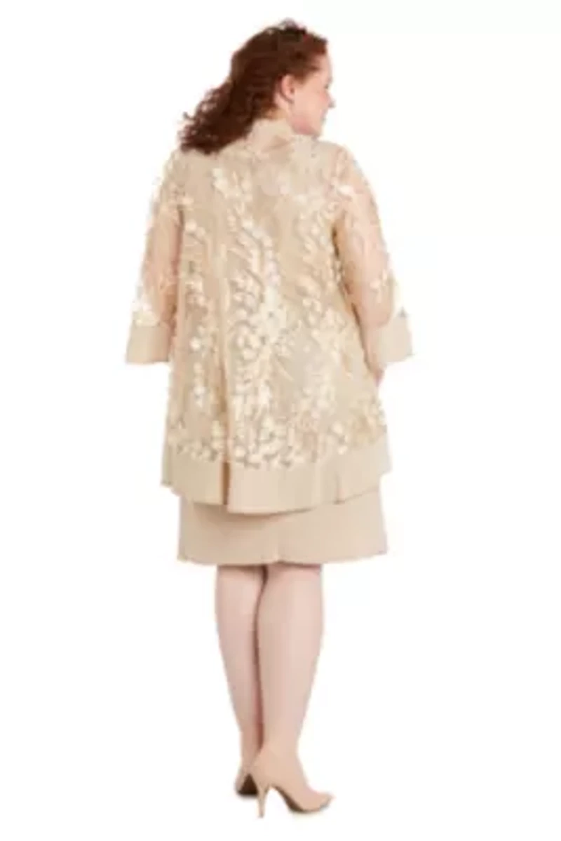 2Pc 3D Flower Emb Tulle And Ity Jacket Dress
