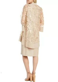 Women's 3/4 Sleeve Solid A-Line Jacket Dress