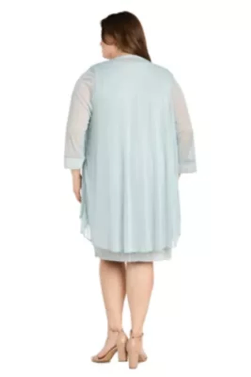 Womens 2Pc Pleated Bodre with Glitter Jacket Dress