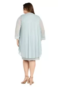 Womens 2Pc Pleated Bodre with Glitter Jacket Dress